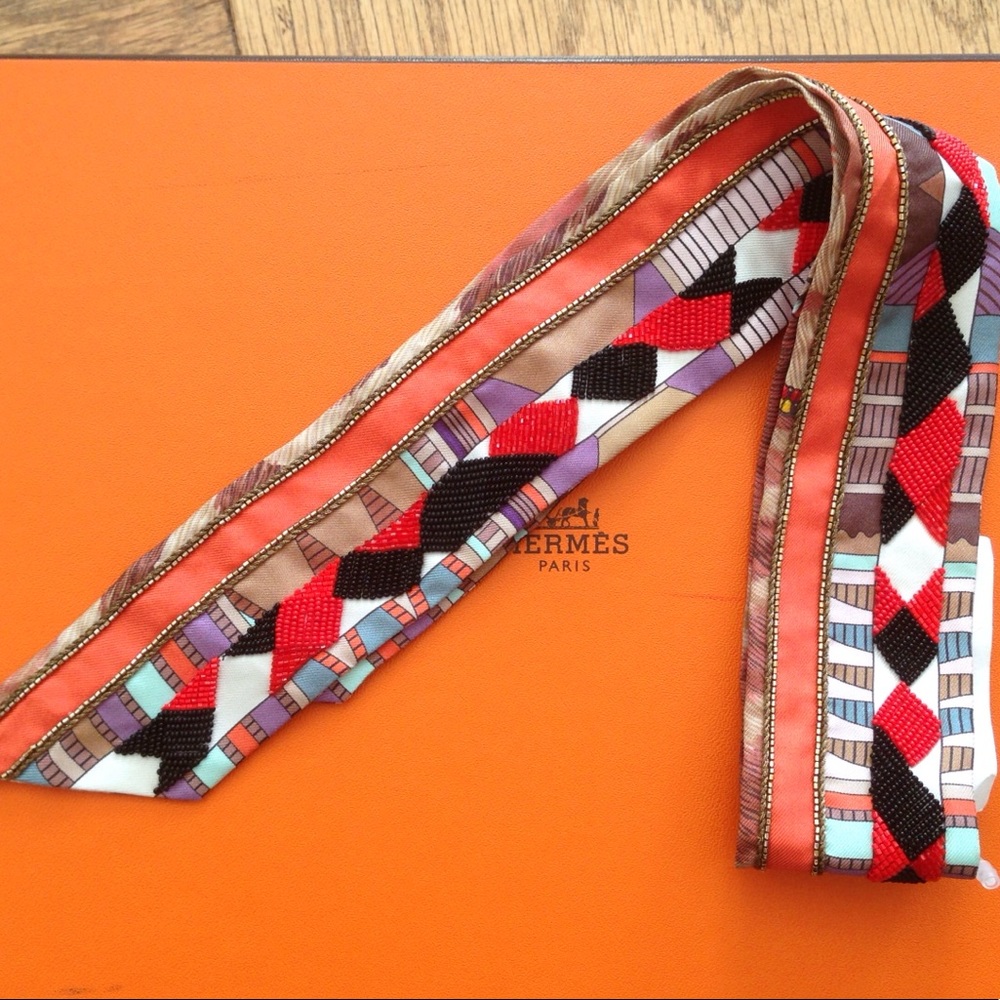 Hermes Rare Beaded Twilly NWT
